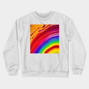 Liquid Colors Flowing Infinitely - Heavy Texture Swirling Thick Wet Paint - Abstract Inspirational Rainbow Drips Crewneck Sweatshirt